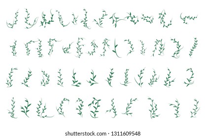 Set of leaf bouquet for decoration of wedding invitation and greeting card, Rustic concept of leaves element, Collection of floral ornament design with green greenery color