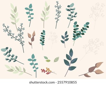 Set of leaf branch collection pack