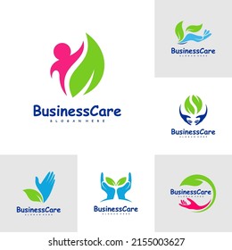 Set of Leaf Care logo design vector. Icon Symbol. Template Illustration