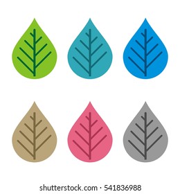 Set Leaf or Drop Water Logo Template Illustration Design. Vector EPS 10.