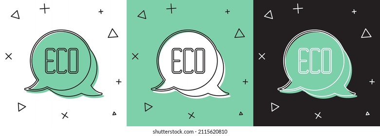Establece el icono del símbolo Eco de hoja aislado en fondo blanco y verde, negro. Cartel, etiqueta, etiqueta, logotipo, etiqueta para ecologista verde.  Vector