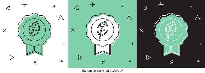 Set Leaf Eco symbol icon isolated on white and green, black background. Banner, label, tag, logo, sticker for eco green.  Vector