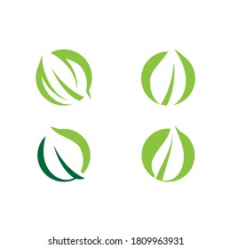 Set Leaf  ecology Logo Template vector symbol nature