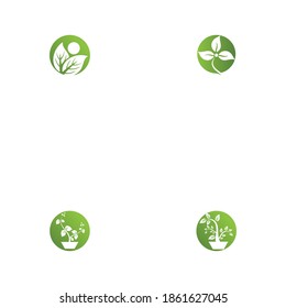 Set Leaf  ecology Logo Template vector symbol nature
