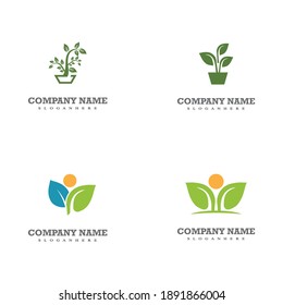 Set Leaf  ecology Logo Template vector symbol nature