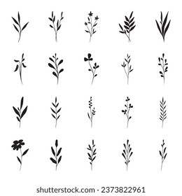 Blatt- und Blumensilhouette