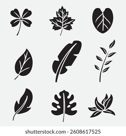 set of leaf good for icon, logo, symbol, element design, silhouette design, etc