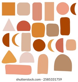 Set of leaf graphic shapes,ornamental patterns for using in invitation cards, ornaments, wedding invitations, etc. Handmade drawing with bohemian style. Vector illustration.
