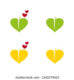 a set of leaf and heart icons