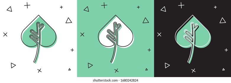 Set Leaf icon isolated on white and green, black background. Leaves sign. Fresh natural product symbol.  Vector Illustration