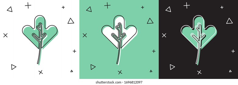 Set Leaf icon isolated on white and green, black background. Leaves sign. Fresh natural product symbol.  Vector Illustration