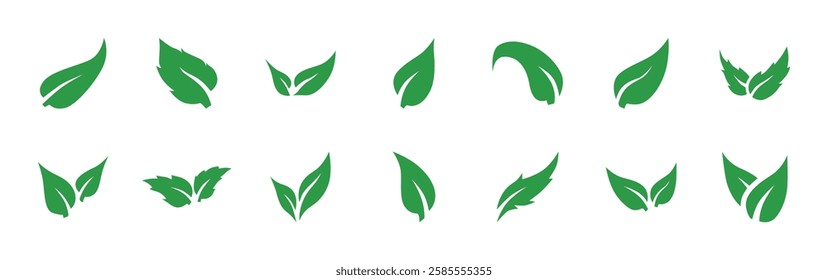 Set of leaf icon symbol vector on white background