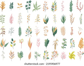 Set of leaf icons in doodle style