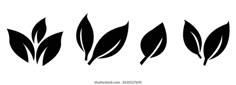 Set of leaf icons. Leaves icon. Leaves of trees and plants. Collection  leaf icons. Elements design for natural, eco, bio, vegan labels. nature sign. this elements for your web, ui, ux design eps 10.