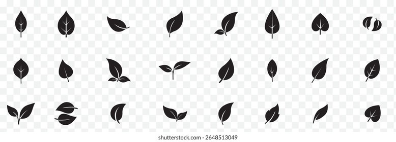 Satz von Blattsymbolen. Verlässt das Symbol. Blätter von Bäumen und Pflanzen Sammlung grünes Blatt.  10 EPS