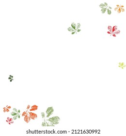 Set of leaf imprints, natural textures. Natural ink imprint of autumn leaf with streaks and texture. Overlay template.