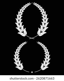 Set of leaf laurel circle frame illustration vector design. 
