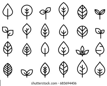 Set of Leaf Line Minimal Icon