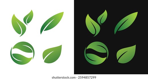 Set of leaf logo icon, abstract leaf logo