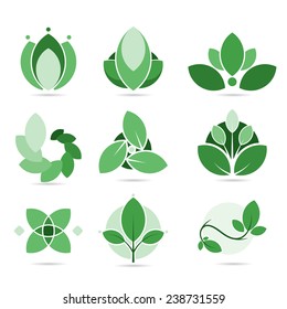 Set of leaf logo on white background