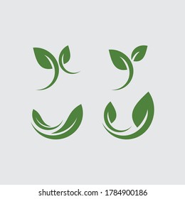 Set of Leaf logo vector Illustration design template. Green sprout green leaves symbol vector icon set.