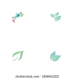 Set Leaf Mint Logo Template vector symbol nature