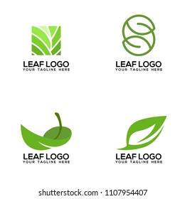 Set Leaf Nature Logo Template