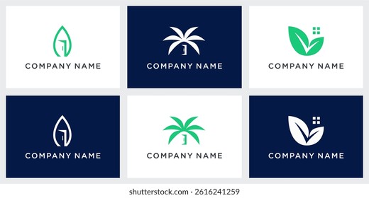 Set of leaf property logo design