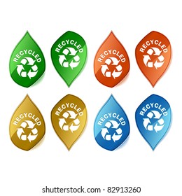 set of leaf shape recycled stickers