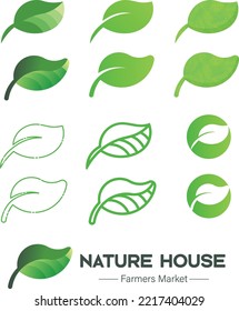 A set of leaf shaped logo designs