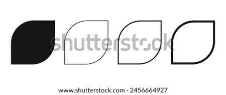 Set of leaf shapes and frames. Templates for wedding invitation or greeting cards, business brochures, event or party banners in petal form isolated on white background. Vector graphic illustration.