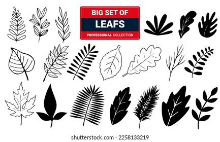 Set of  leaf silhouettes. 3D Illustration