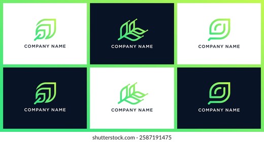 Set leaf tech logo design