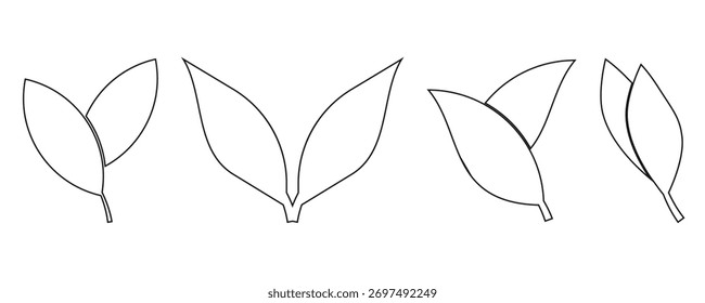 Blatt festlegen Vektorgrafik-Symbol Linienkunst