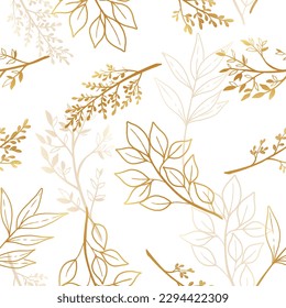 Set leaf veins of gold on white. Vector illustration.