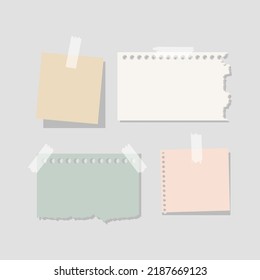 Set of leaflets for notes. Collection of cute blank sticky notes. Vector illustration.	