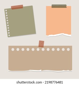 Set of leaflets for notes. Collection of cute blank sticky notes. Vector illustration.