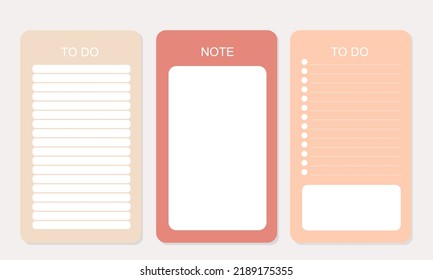 A set of leaflets for notes. Cute blank sticky notes. Printable planner stickers. To Do List note. Vector illustration..