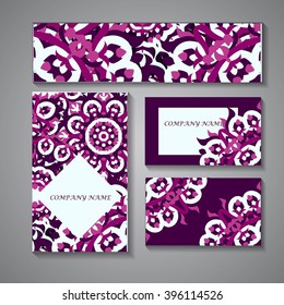 a set of leaflets,business cards with mandalas