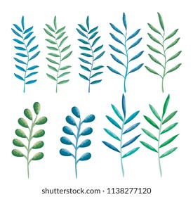set leafs plant icons