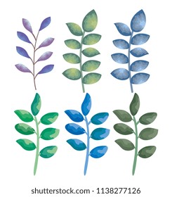set leafs plant icons