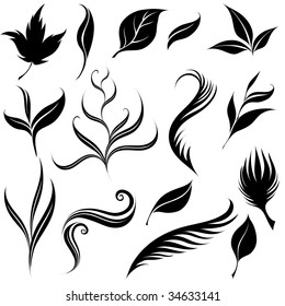 Set of leafs and plants design elements