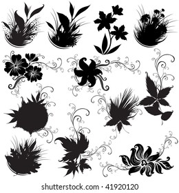 Set of leafs and plants design elements (From my big "Nature collection")