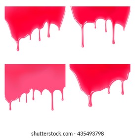 Set of leaking jelly or jam on white background. Vector illustration.