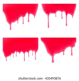 Set of leaking jelly or jam on white background. Vector illustration.