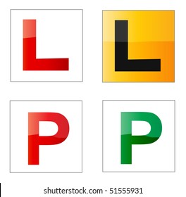 A set of learner and provisional driver plates