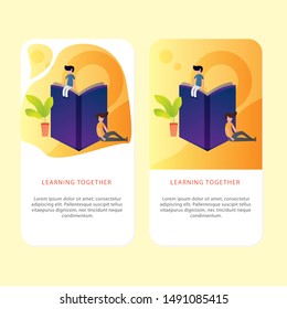 Set Of Learning Book Landing page template Aplication and Website. Online education. Modern flat design concept of web page design for mobile website. Easy to edit and customize. Vector illustration