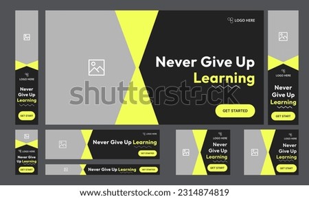 Set of learning courses offer web banner template design for social media posts, education trendy banner design, fully editable vector eps 10 file format