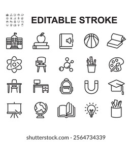 Set of learning icons, back to school.