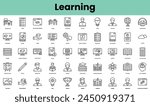 Set of learning icons. Linear style icon bundle. Vector Illustration